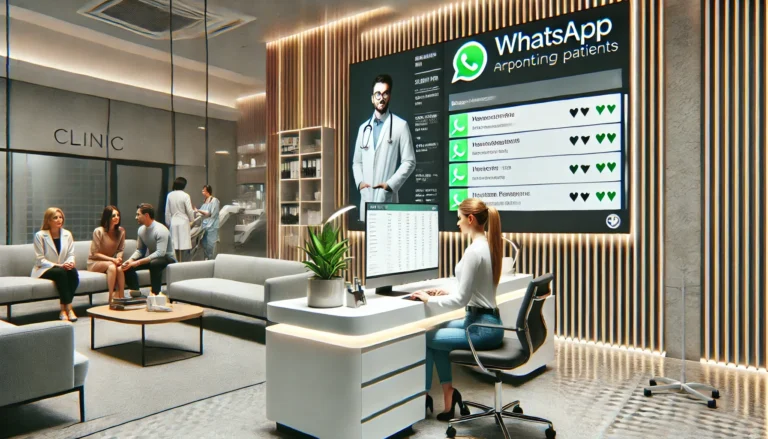 Clínica médica e odontológica moderna utilizando inteligência artificial para atendimento automatizado e gerenciamento de pacientes pelo WhatsApp.