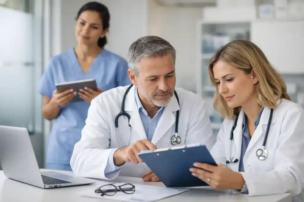 Quem aprova respostas clínicas na sua clínica?